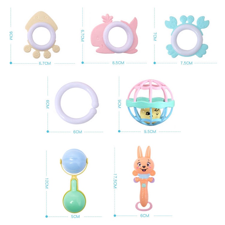 Gaudi Teether bayi gigitan bayi bpa free Mainan Kerincingan Bayi 0-12 Bulan Pendidikan Awal Teether Bayi Set Rattle Bayi Musik