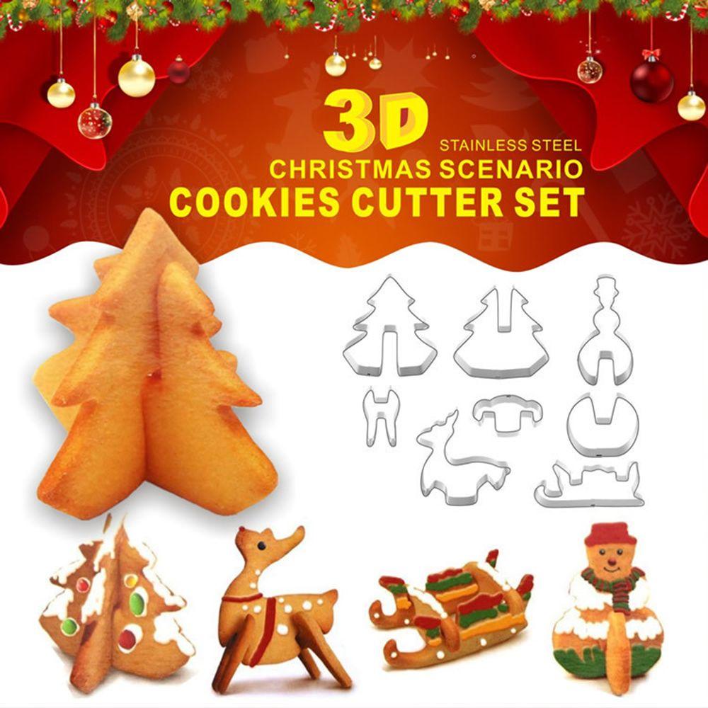 Top 8pcs 3D Natal Makanan Fondant Stainless Steel Cetakan Kue Cetakan Kue