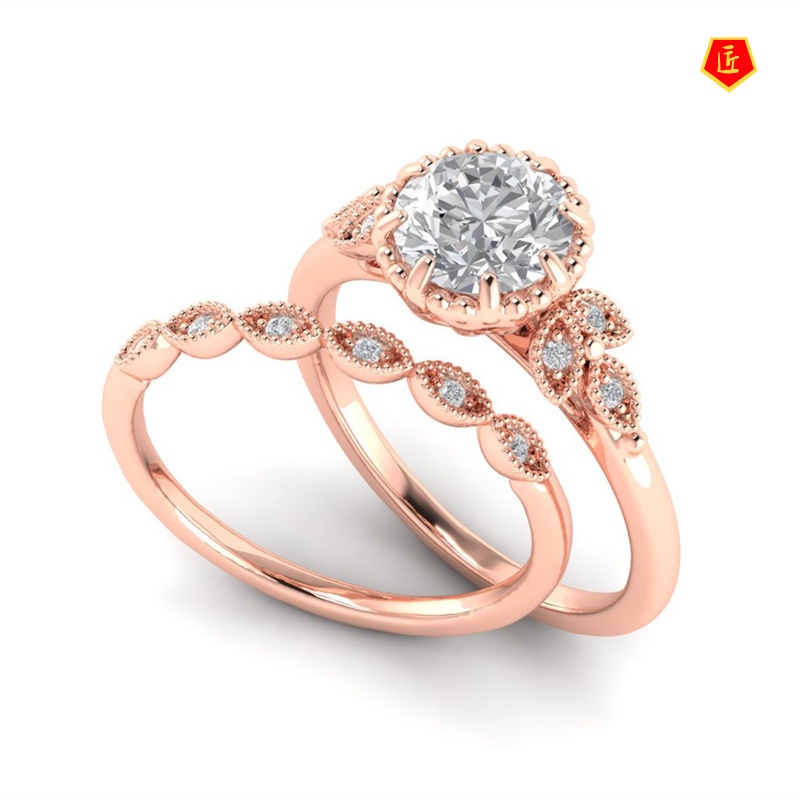 [Ready Stock]Fashion Elegant 18K Rose Gold Moissanite Ring