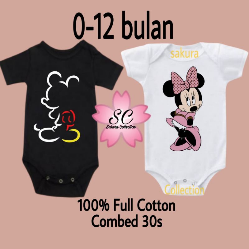 Kaos baju bayi MICKEY MOUSE DISNEY Jumper baby / Romper / Bodysuit kaus logo tulisan usia 0 1 2 3 4 5 6 7 8 9 10 11 12 bulan sampai umur 1 tahun adem jumpsuit babysuit romper bodysuit fashion little kids anak kecil BEST SELLER pria wanita unisex MURAH