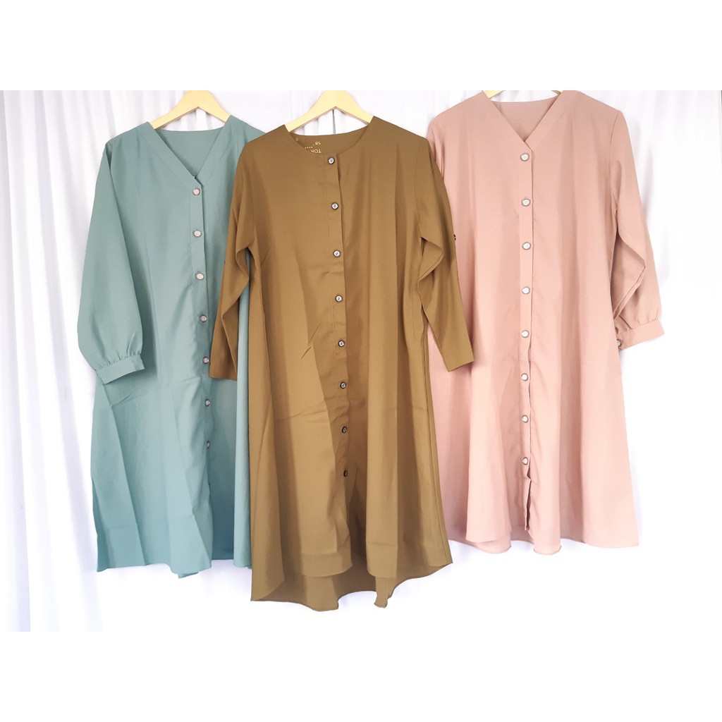 Tunik Polos Kancing Depan Premium / Tunik Busui