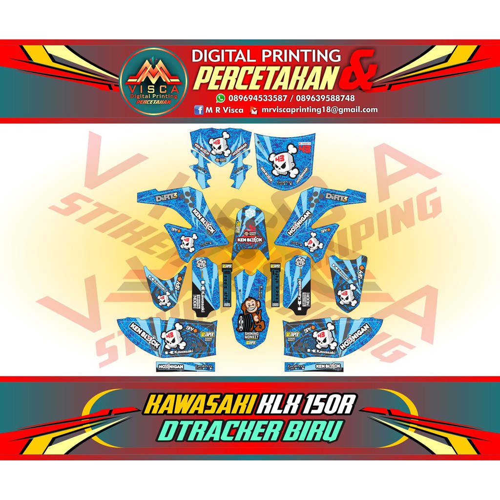 STRIPING MOTOR STICKER MOTOR DECAL STICKER KLX 150R DTRACKER BIRU