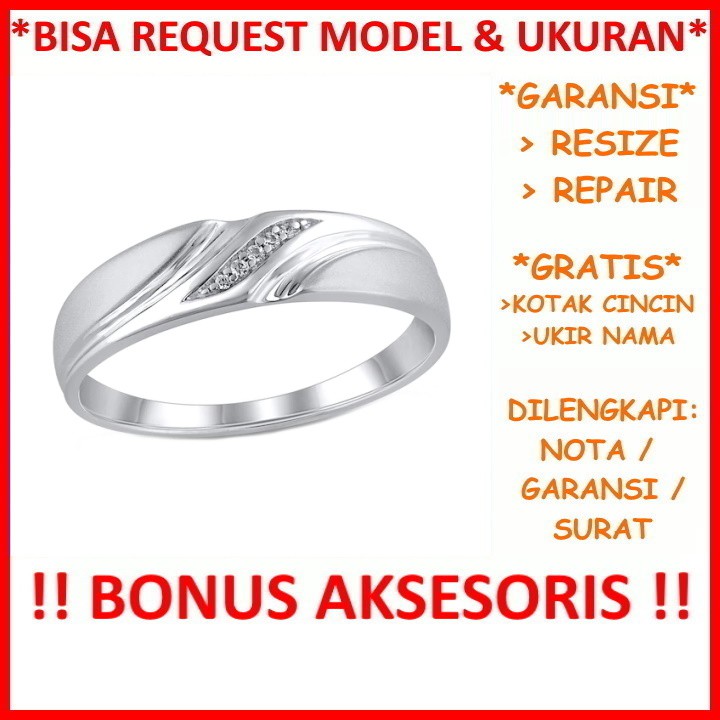 Gratis Tulis Ukir Nama Bisa Pesan Model Garansi Silver Asli Cincin Kawin Perak Nikah Tunangan Id413