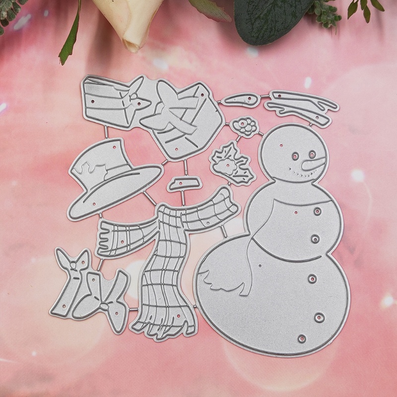 Cetakan Stensil Cutting Dies Motif Snowman Natal Bahan Metal Untuk Scrapbook / Craft DIY / Dekor