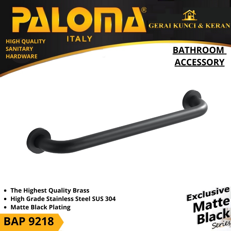 PALOMA BAP 9218 Pegangan Kamar Mandi Handle Bathtub Tub Toilet 40CM Hitam Black