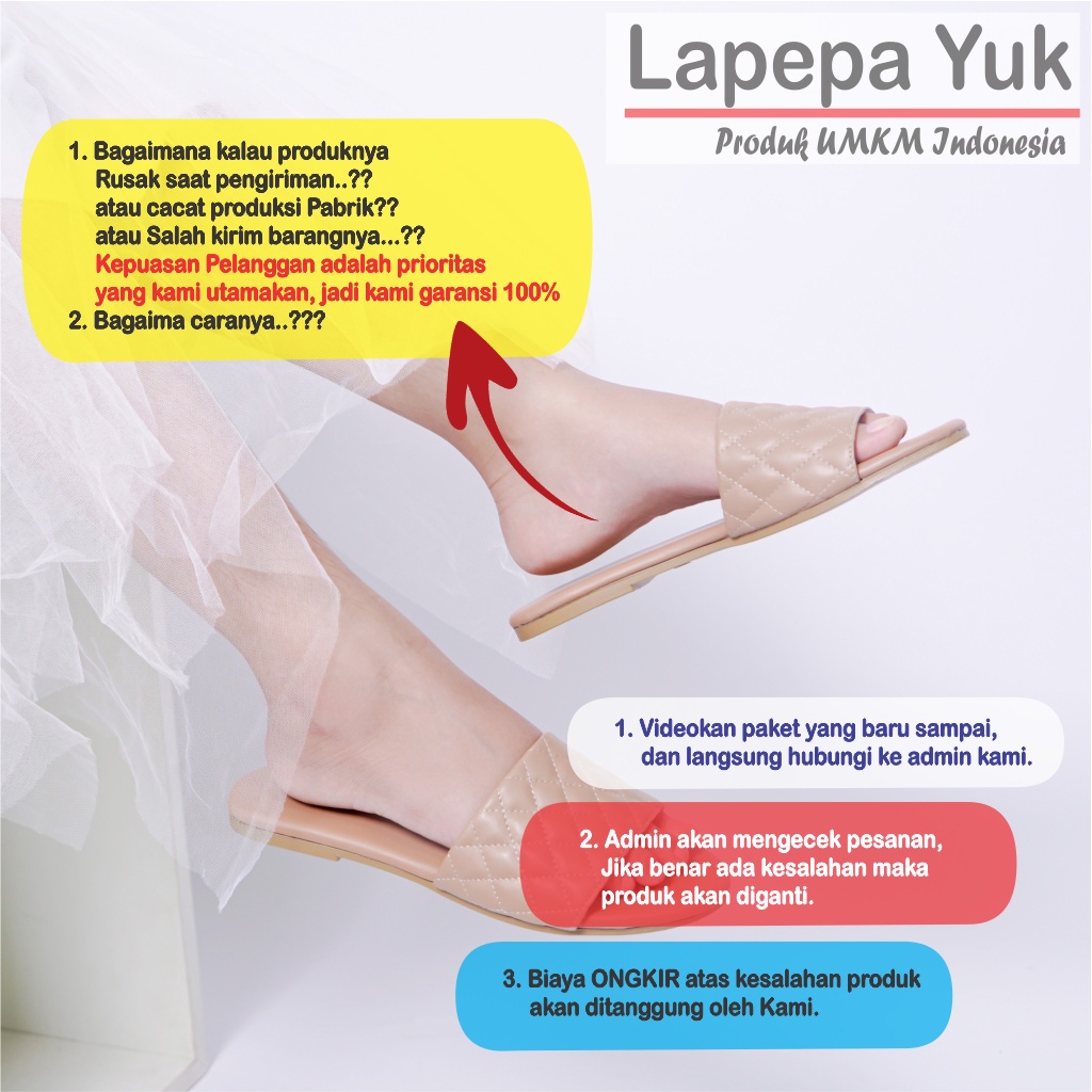 LAPEPA YUK - Sandal Wanita Teplek Selop VANIA ALL COLOR Sendal Slop Cewek Flat Slip On Tidak Licin Anti Slide Karet Jelly Warna Black Hitam Brown Coksu Size 36 37 38 39 40 Sandal Perempuan Premium Original Kekinian Terbaru Shoes ORI Mall Official Store