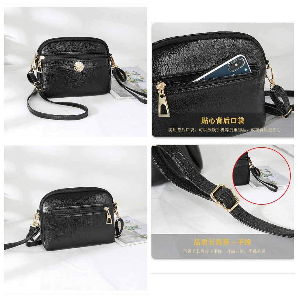 TAS SELEMPANG WANITA KULIT HITAM MURAH KECIL KOREA BRANDED FASHION BATAM IMPORT ELIBE TA211B5 PESTA