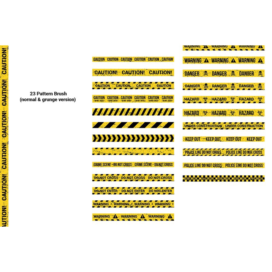 23 Caution Tapes Seamless Pattern Brush