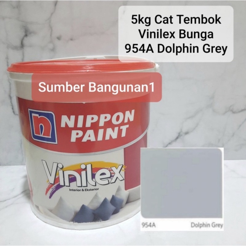 Cat Tembok Vinilex bunga kembang 954A dolphin Grey abu muda [Untuk Instant/Same day] 5kg nippon
