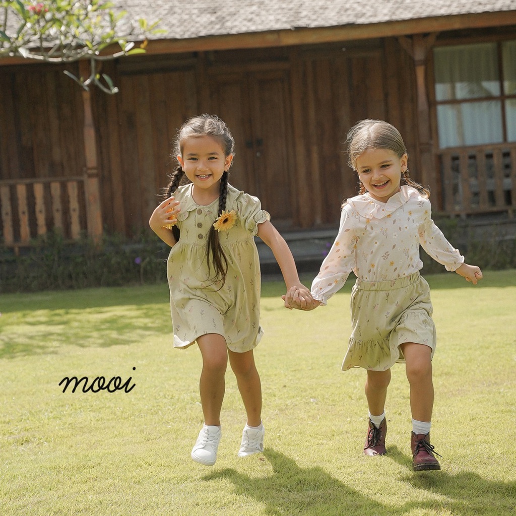 Mooi Erica Ruffle Blouse 1-10 Tahun Erica Long Top Ruffle Atasan Anak Perempuan Tangan Panjang