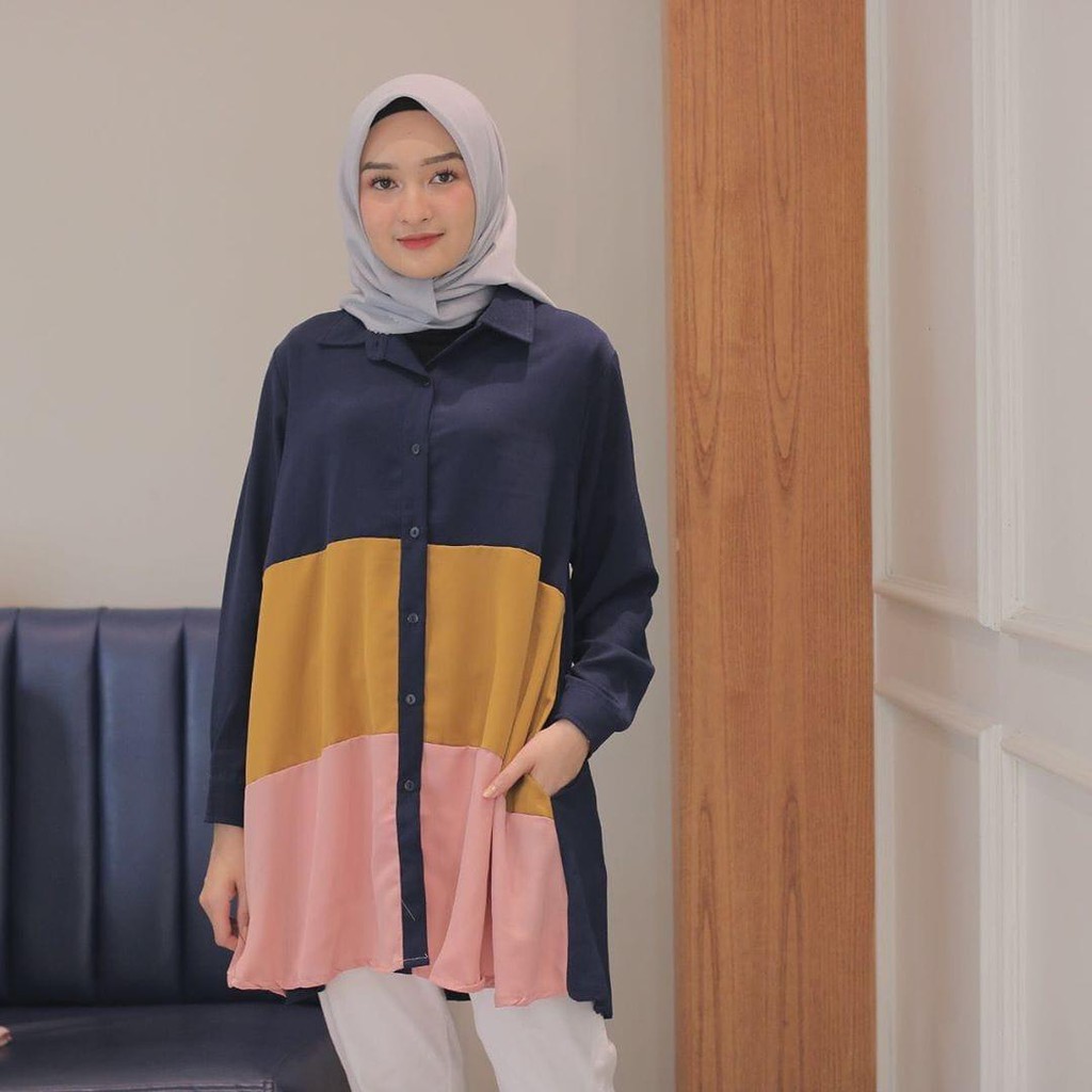 NEW YEAR SALE!! TUNIK TRICO / TUNIK MOSCREPE TIGA WARNA CASUAL ATASAN WANITA