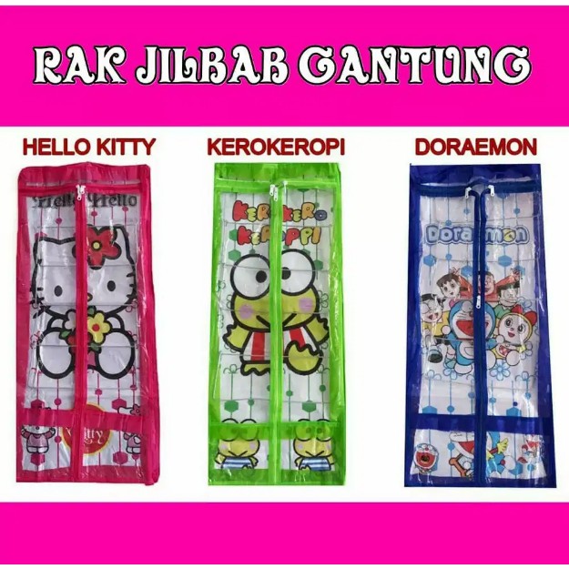 RAK JILBAB GANTUNG | RAK TEMPAT HIJAB KERUDUNG GANTUNG KARAKTER MURAH SERBAGUNA DORAEMON HELLO KITTY