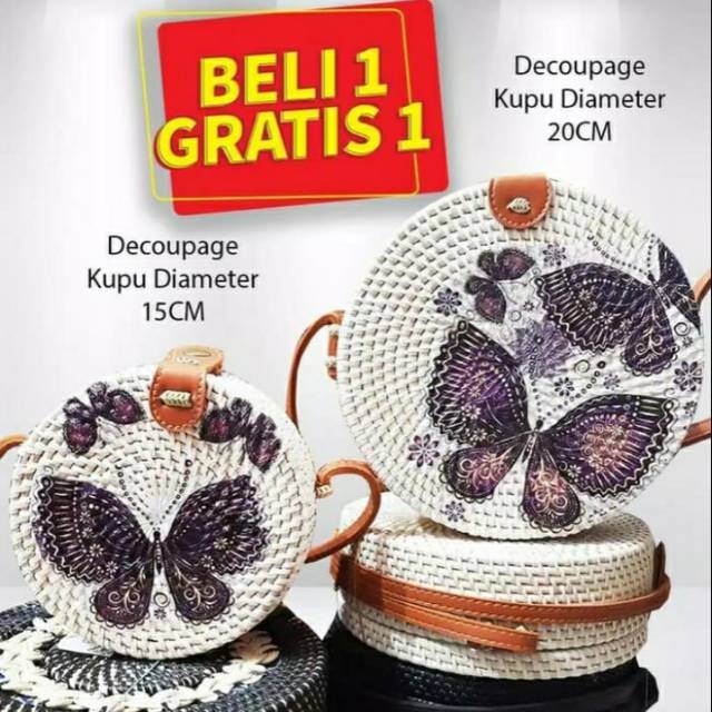 

PROMO BUY 1 GET 1 Tas Rotan Bulat Lukis Original Bali (15CM dan 20CM)