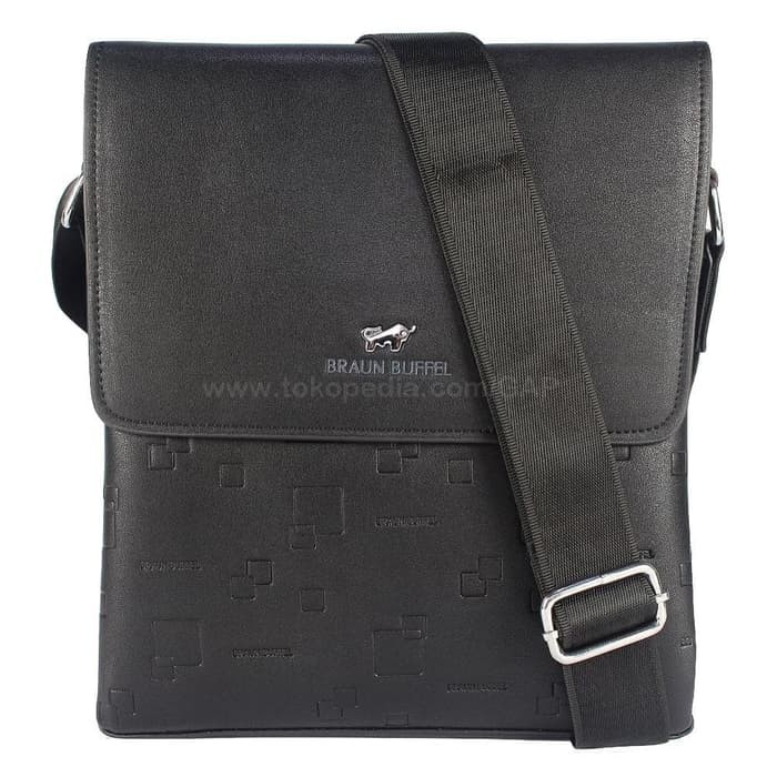 TAS SELEMPANG PRIA KANTOR CASUAL IMPORT BRANDED BRAUN BUFFEL EMB BLACK