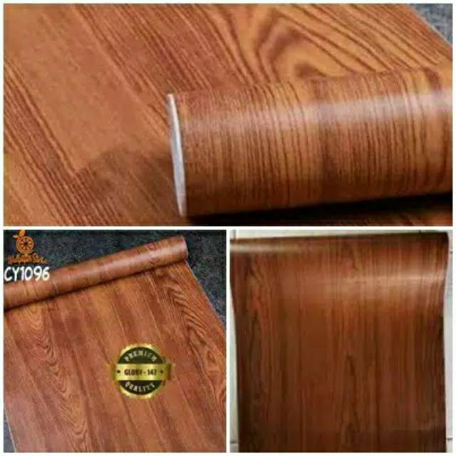 Grosir Murah wallpaper Stiker Dinding motif triplek coklat serat kayu cy 1096