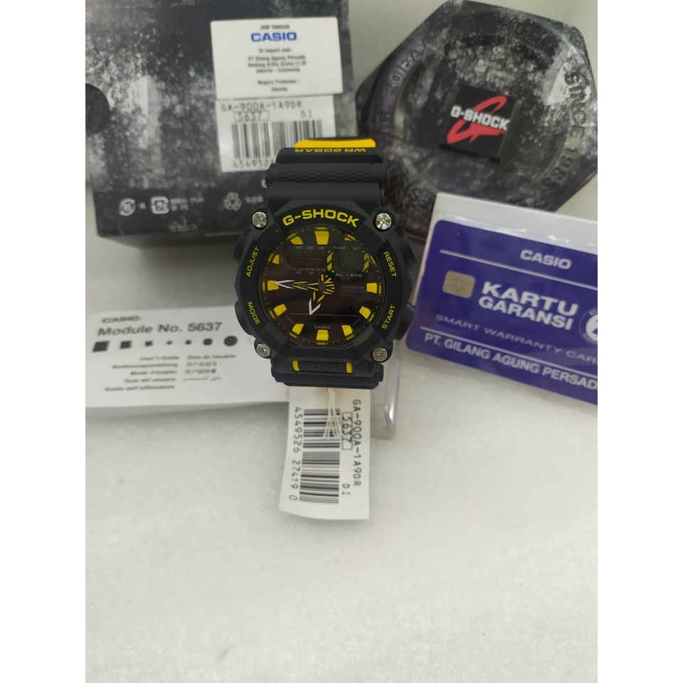 Jam Tangan Pria Casio G-Shock GA-900A-1A9DR Yellow Resin Strap Original