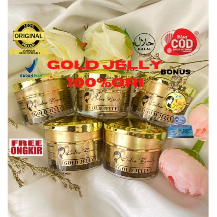 PROMO‼️Gold Jelly 2 + Free Sabun Kedas Beauty  100% ORI BPOM Siang Malam Pemutih Wajah-1