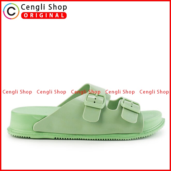 SANDAL SLIDE WANITA HUSH PUPPIES ORIGINAL CASUAL BRANDED GREEN HW25