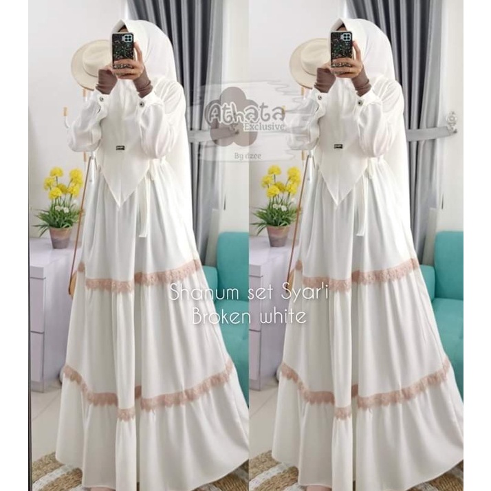 Shanum Set Syar’I Original ATHATA Gamis Kekinian Bahan ity crep