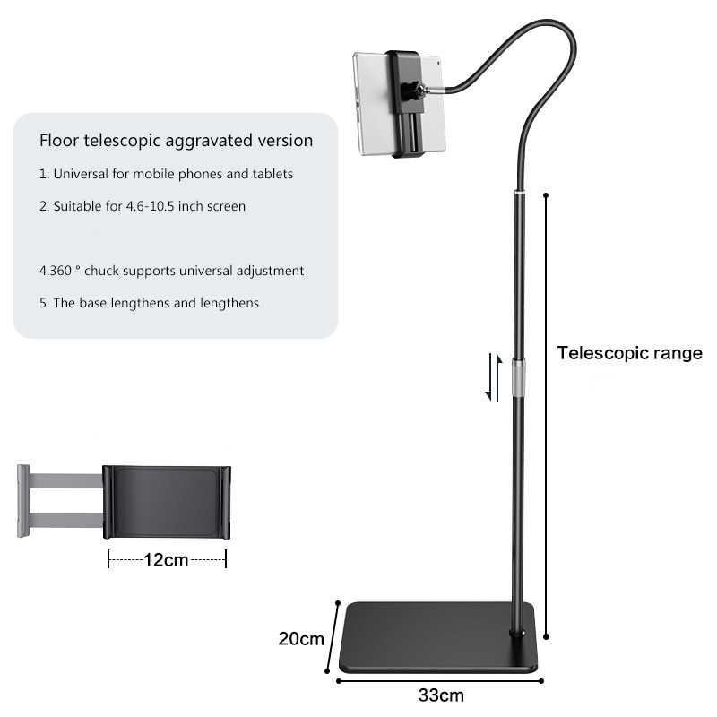 Best Seller ! Karwen Floor Stand Dudukan Smartphone iPad Telescopic Rotating - GH027