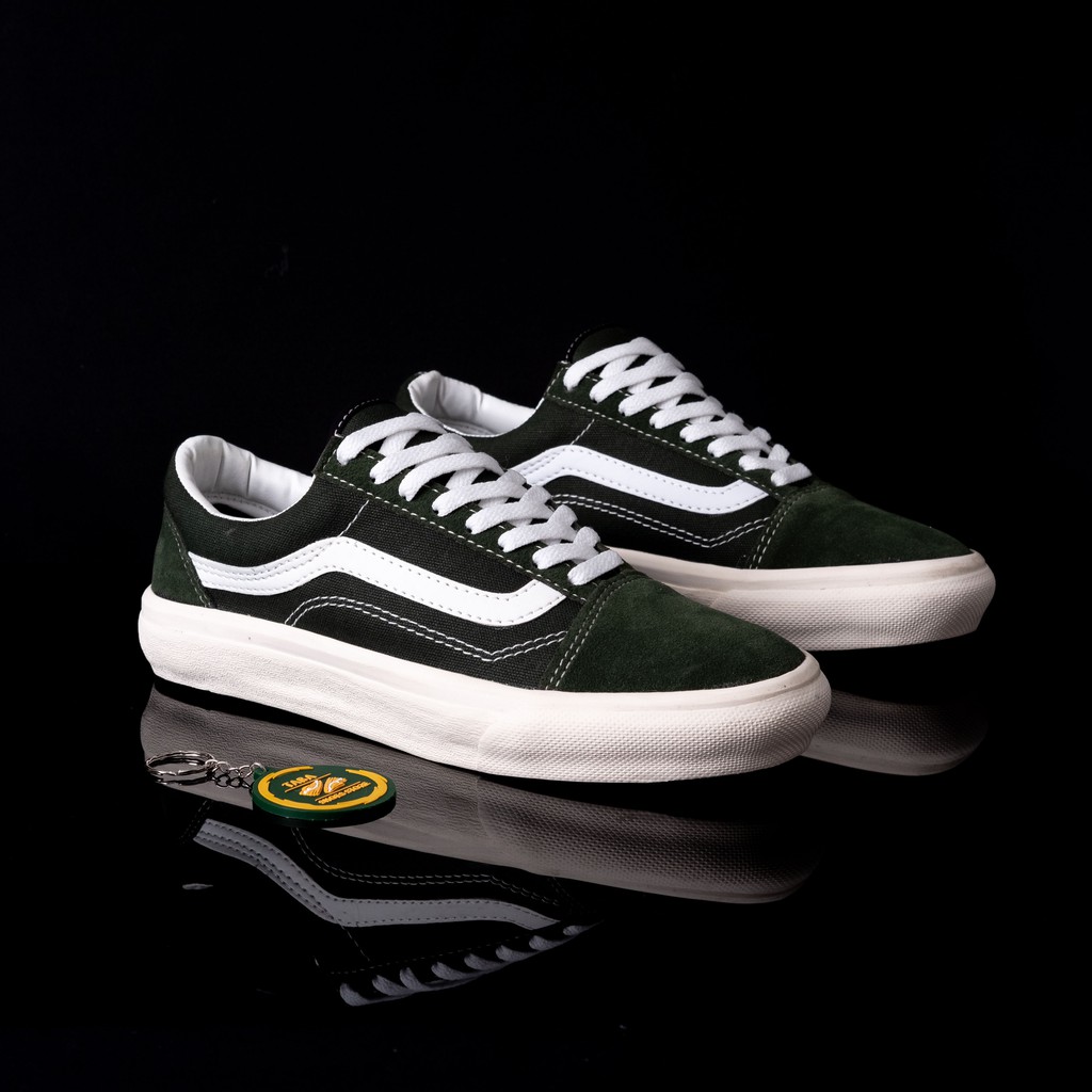 Sepatu Oldskool Dark Green Premium Sneakers Old School Pria Wanita