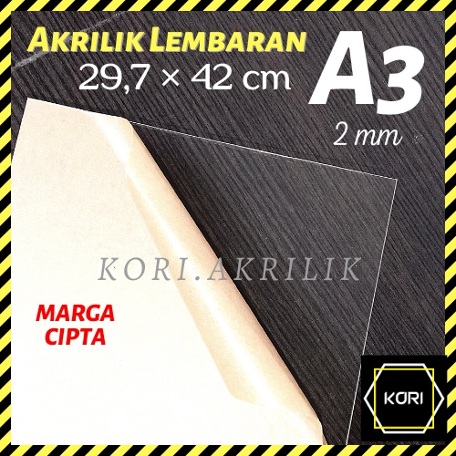 Akrilik Lembaran A3 2 mm Bening MARGA CIPTA | Akrilik A3 Bening | Akrilik Potong Acrylic Lembar 2 mm