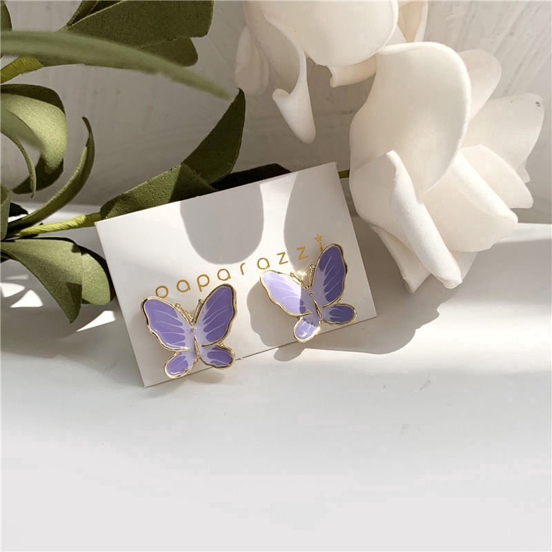 Anting Tusuk Sterling Silver 925 Model Pita Warna Ungu  