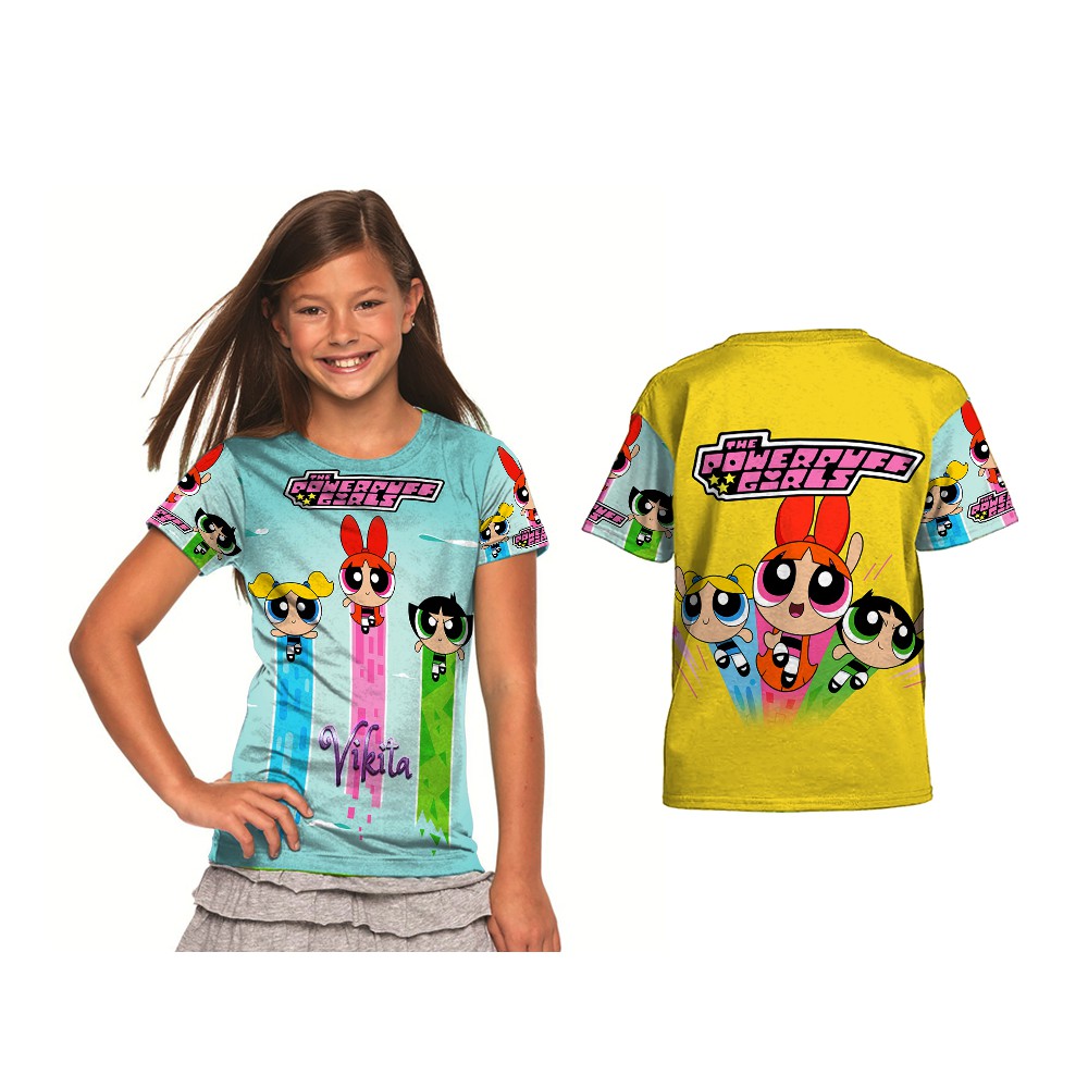 Kaos Baju Anak Fullprint Custom Powerpuff Girls 01