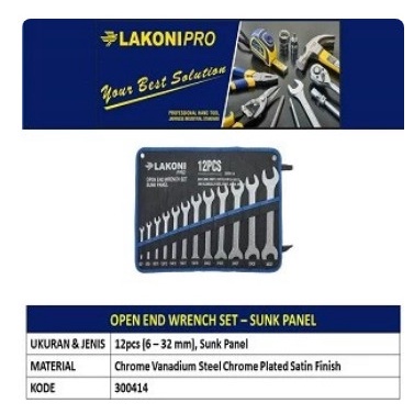 Kunci Pas Set 12pcs LAKONI PRO 300414 / Open End Wrench Set Sunk Panel