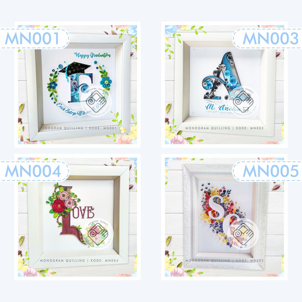 Monogram Quilling Mn00 1345 Kado 3d Frame Paper Quilling Art Shopee Indonesia