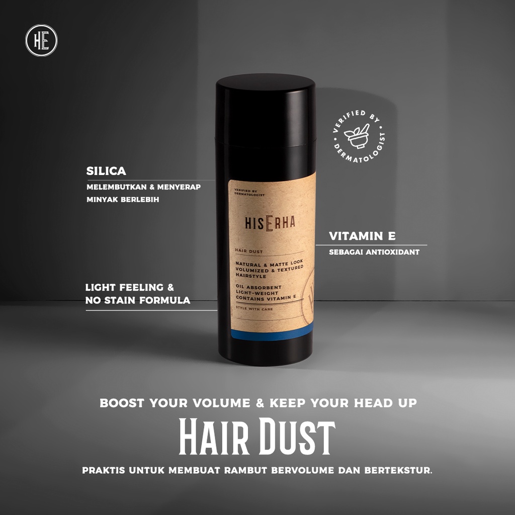 HIS ERHA Powder Rambut Hair Dust - Style Rambut Pria + Vitamin E