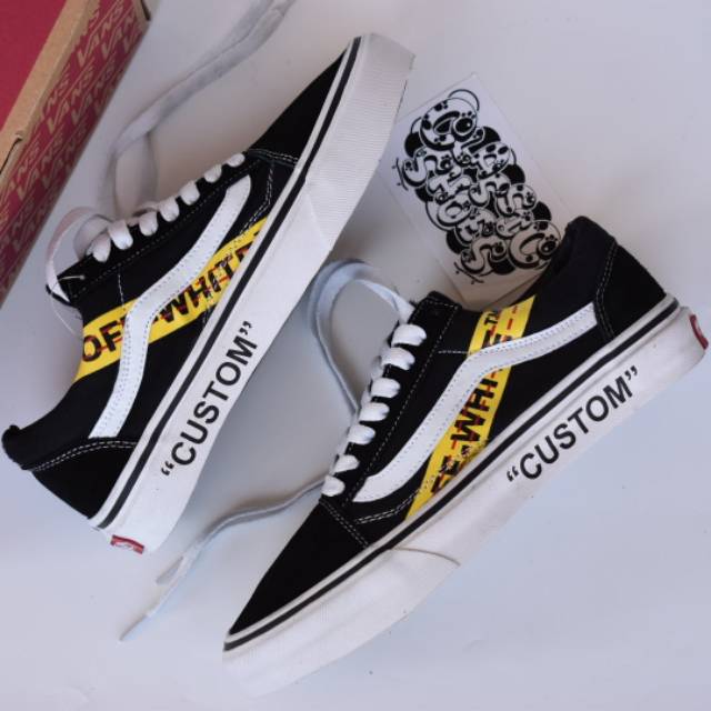 Vans Old Skool x Off White Custom Handmade Shoes by Patch Collection Mens 9.5 /Womens 11