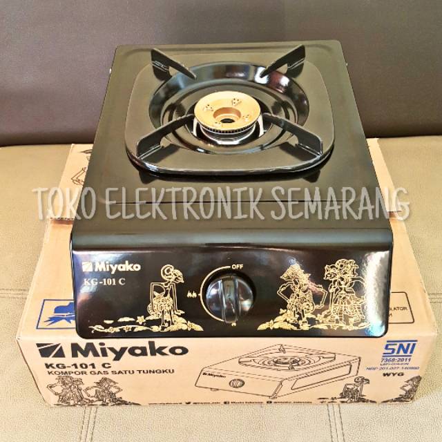 MIYAKO KOMPOR GAS 1 TUNGKU KG 101 C DENGAN BURNER KUNINGAN MOTIF BUNGA / WAYANG