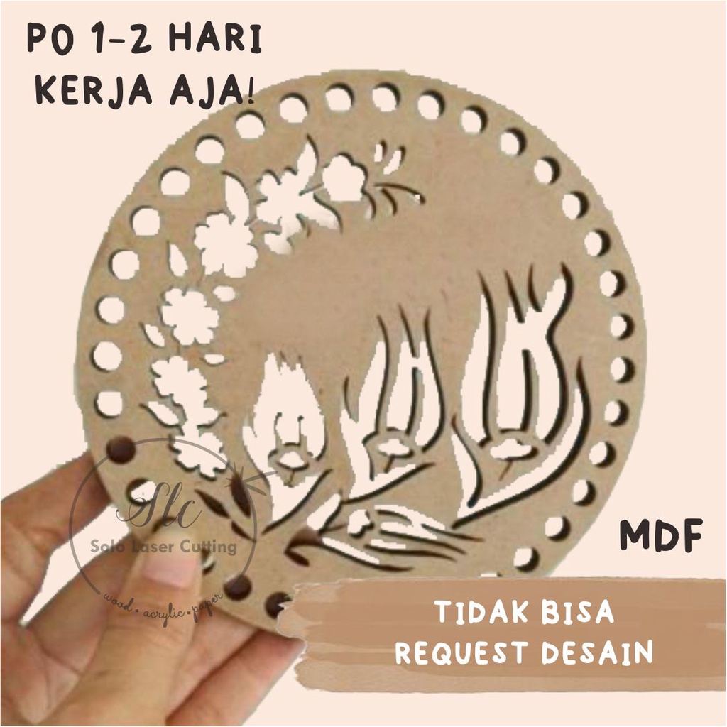 Ukiran kayu bulat dekorasi 15cm