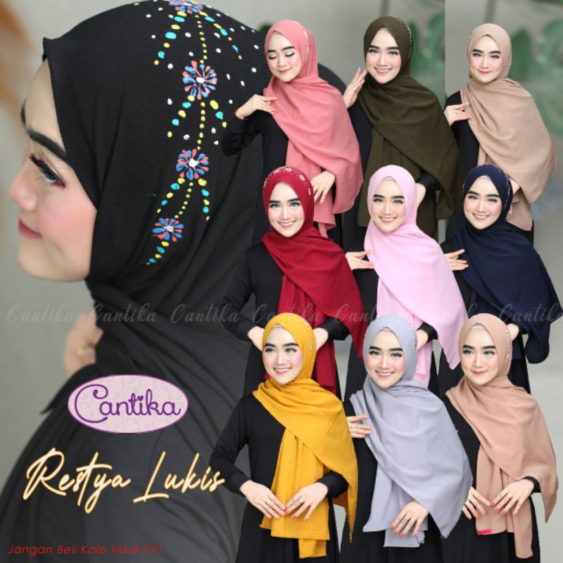 Pashmina Tali Lukis Restya Diamond Original Cantika Hijab