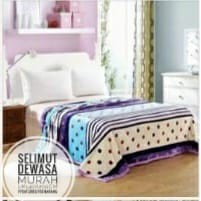 Selimut Dewasa Murah MORIA Abstrak Leaf Polkadot Flower Bvrbery Reindeer Could Moon Star Awan Rusa-Purple Polka Stripes