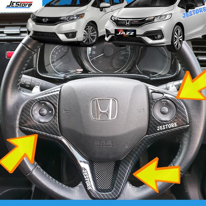 JAZZ STEER LIST PANEL HONDA JAZZ GK5 COVER CARBON STEERING WHEEL LIST | Sarung Stir Mobil
