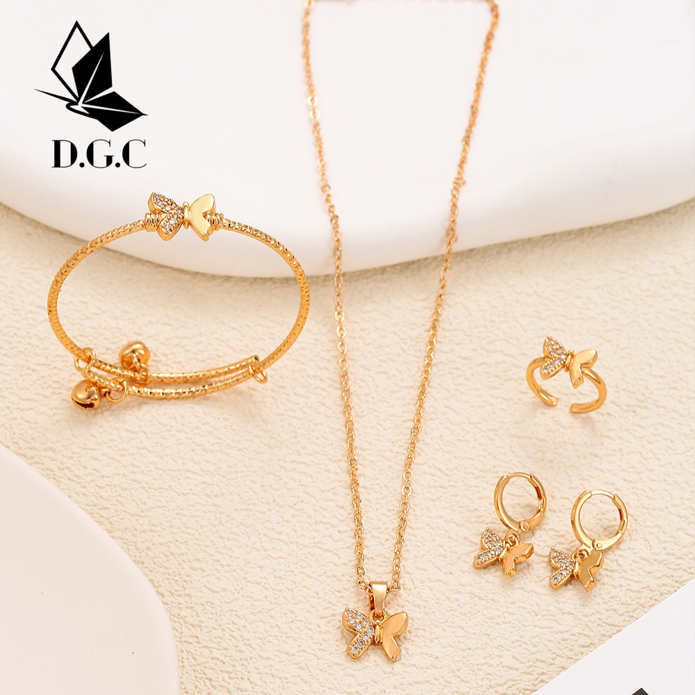 D.G.C COD Set Perhiasan Anak Set Perhiasan Anti Karat Anting Korea Kalung Gelang Tangan Anak Cincin