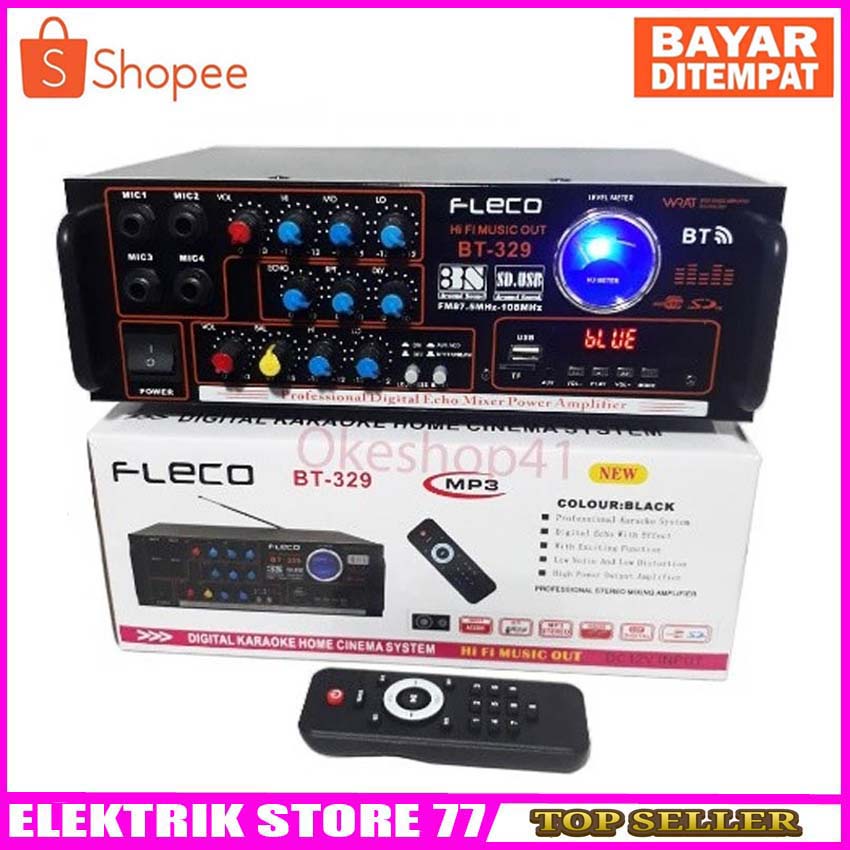 Power Amplifier Fleco BT-329 - Amplifier Bluetooth - Amplifier Besar