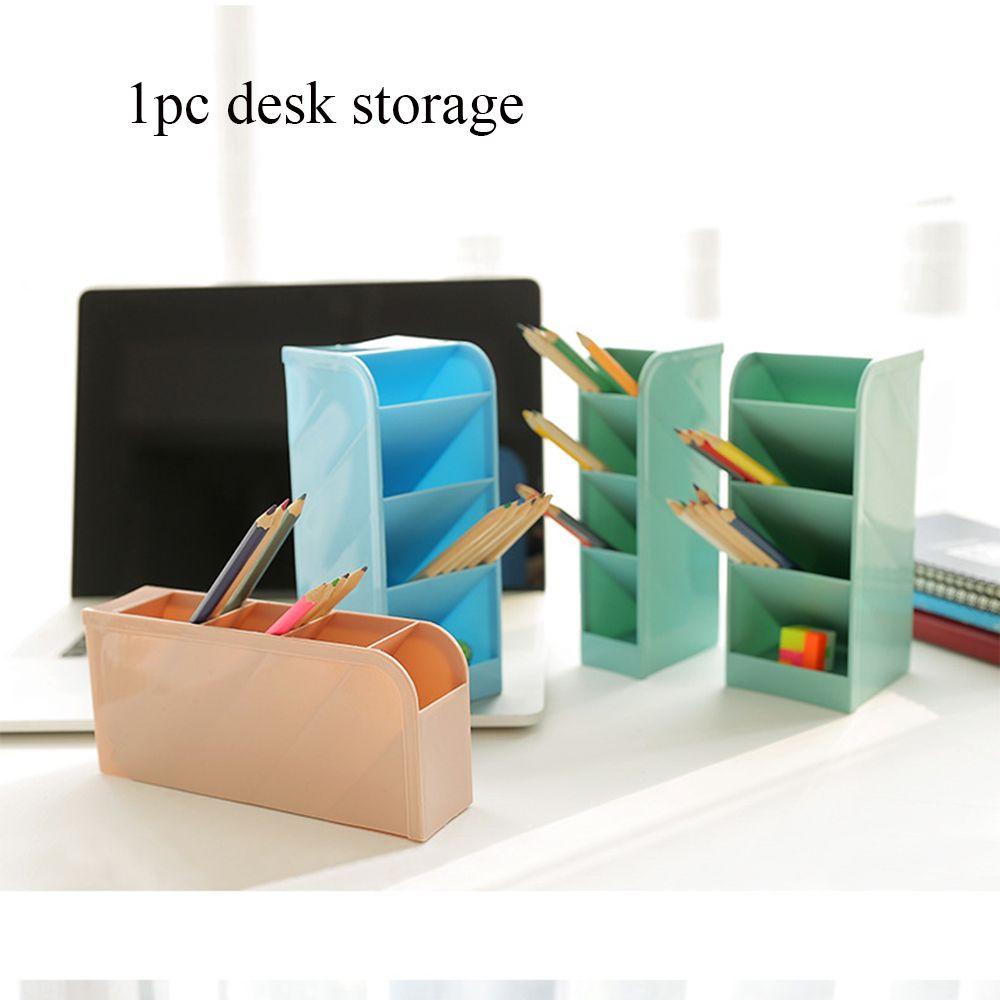 Solighter Tempat Meja Perlengkapan Kantor Transparan Matte Stationery Box Cosmetic Storage