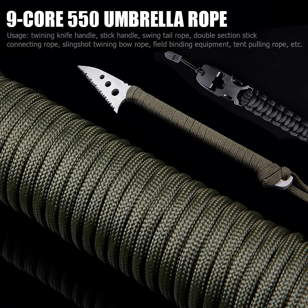 100m 9 Core Outdoor Camping Parachute Rope/4mm Camping Hiking Umbrella Tent Lanyard /Bracelet Weaving Cord/ Traction Rescue Climbing Rope