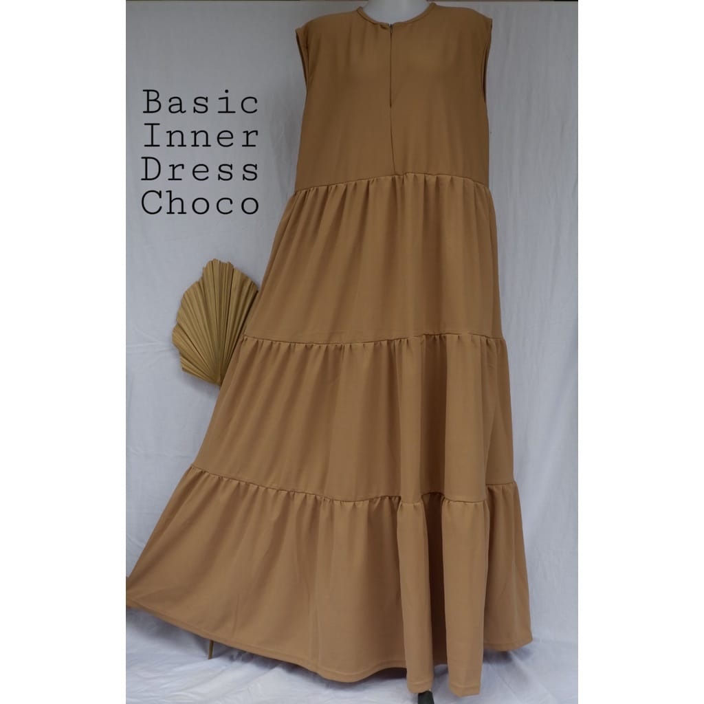 iner dress iner basic gamis tanpa lengan bahan jersey sangat bagus