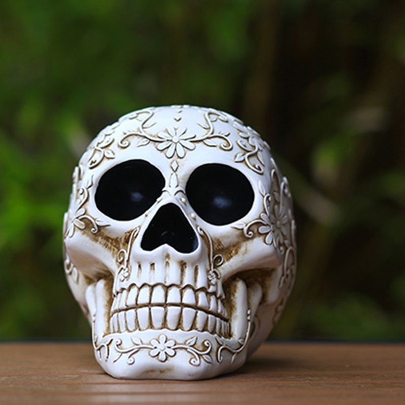 Ornamen Kepala Tengkorak Bahan Resin Untuk Properti Halloween