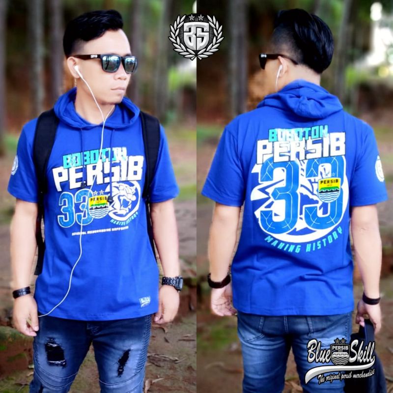 Kaos hoodie PERSIB / kaos hoodie pendek / atasan dewasa / kaos BOBOTOH PERSIB pria dan wanita / kaos originalblueskill