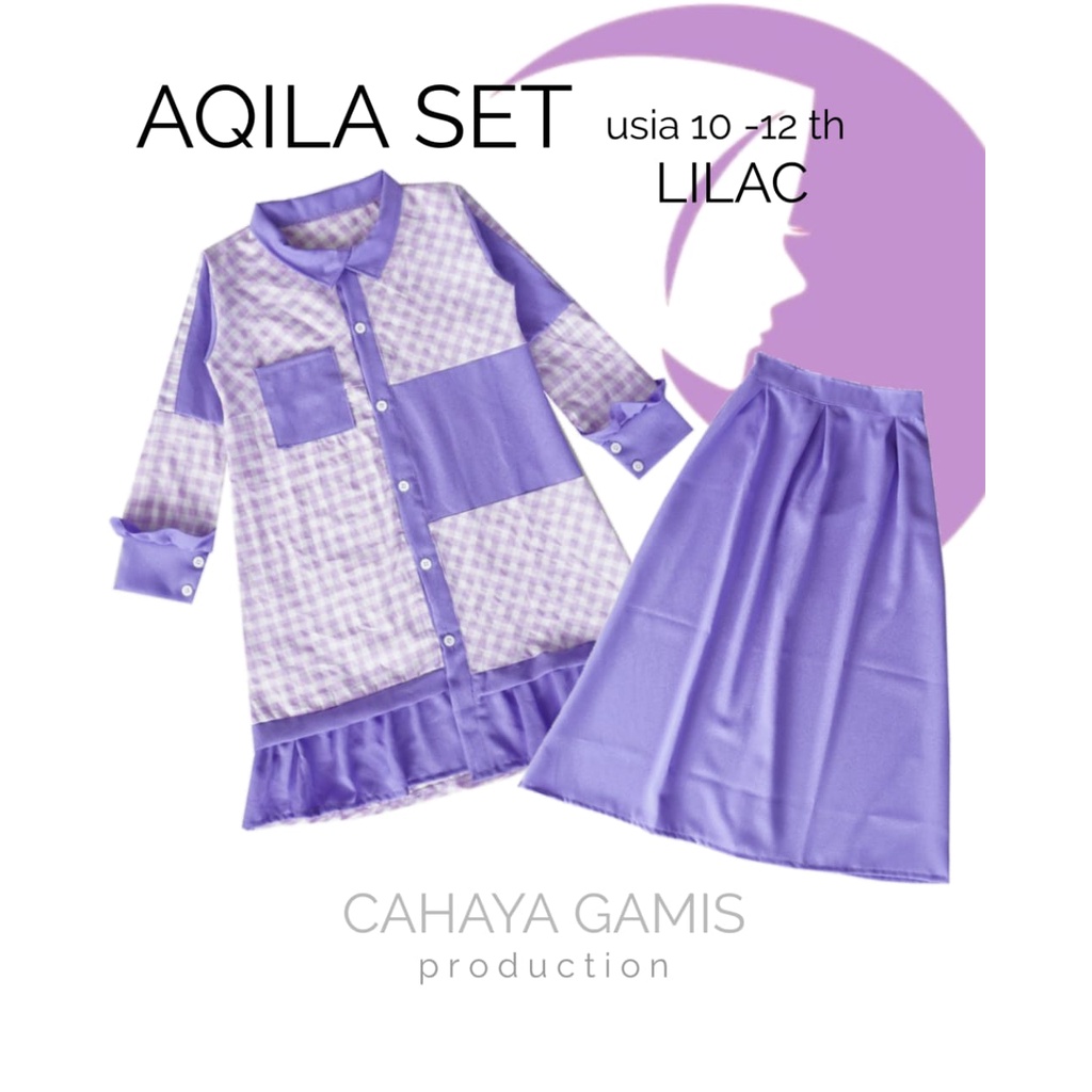 MRA- Gamis anak tangung AQILA set gamis anak moscrepe  usia 10-12 tahun