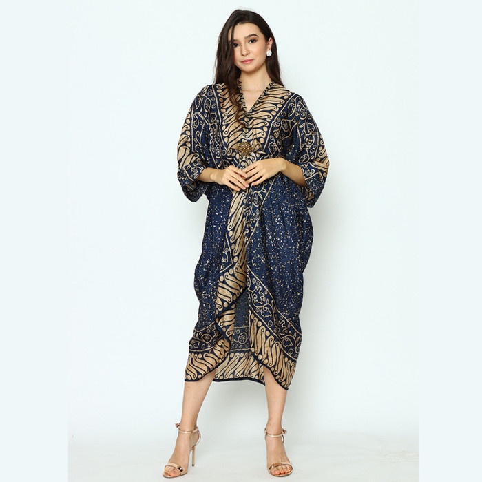 TERBARU        KAFTAN BATIK - KAFTAN UPGRADE BATIK ABSTRAK NAVY GOLD - RINJANIE AVON