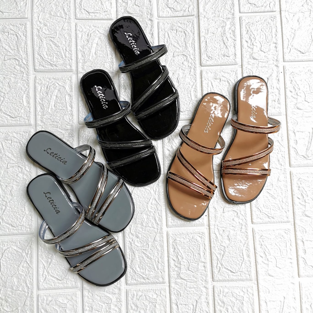 Leony - Sandal Wanita Selop Mika Gliiter Teplek