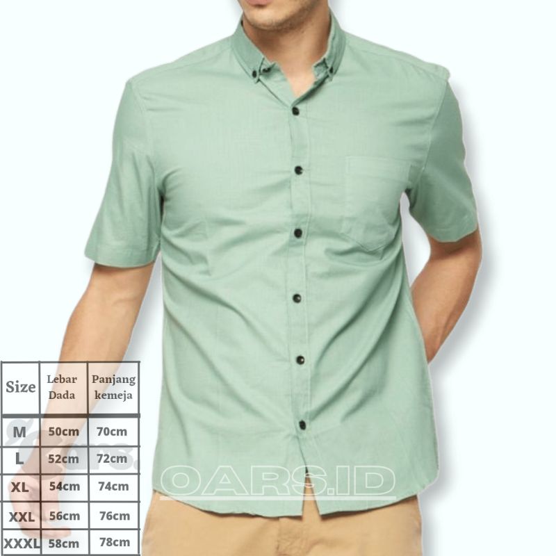 kemeja pria polos lengan pendek putih boyi topman jumbo big size slim fit