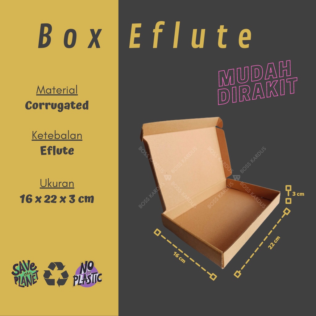 

1 pak isi 20pcs !!! Kardus/Box polos/Dus Pizza/Box Packaging/Box Eflute/Die Cut 22x16x3 cm