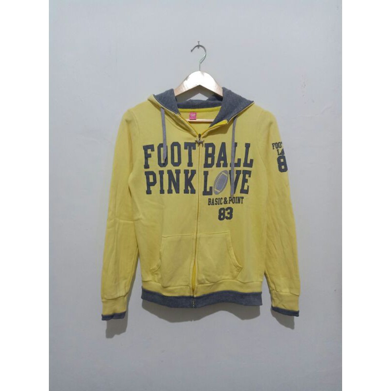 jaket zip hoodie Football pink love size M original second